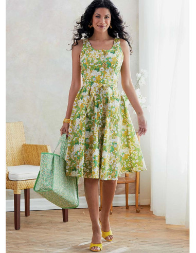 Molde de vestido, cinto e bolsa - Butterick 6674