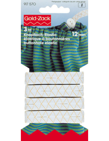 Elástico com casas de botão 12 mm