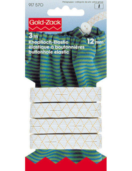 Elástico com casas de botão 12 mm