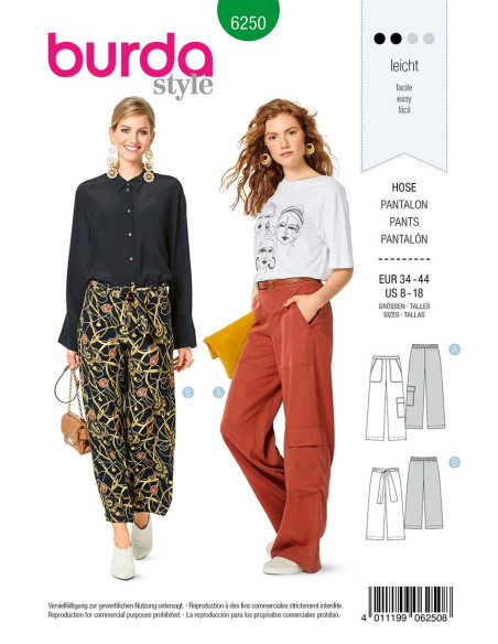 Molde de calça larga - Burda 6250
