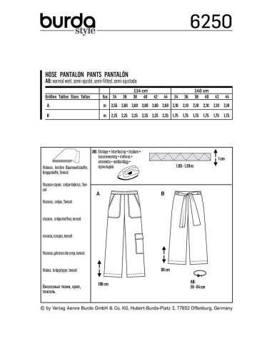 Molde de calça larga - Burda 6250