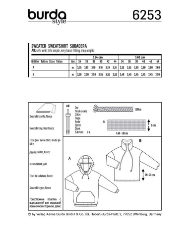 Molde de moletom - Burda 6253