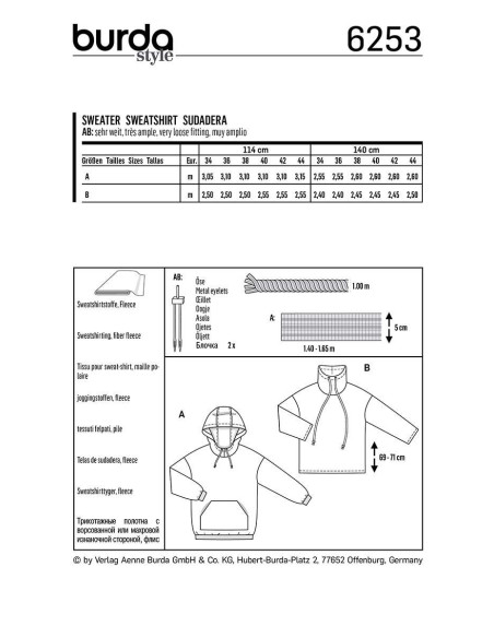 Molde de moletom - Burda 6253