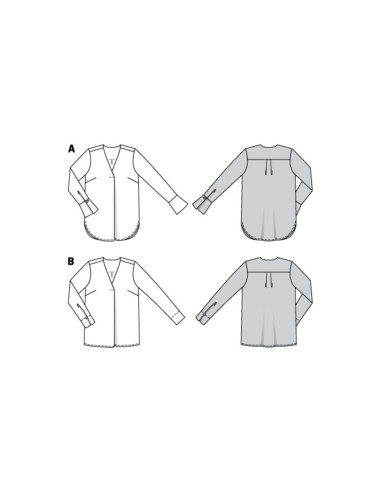 Molde de blusa com decote em V - Burda 6278