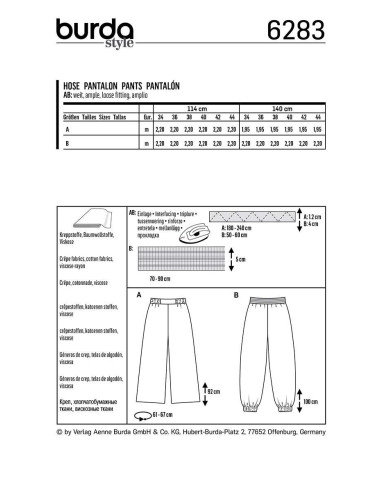 Molde de calça bufante - Burda 6283