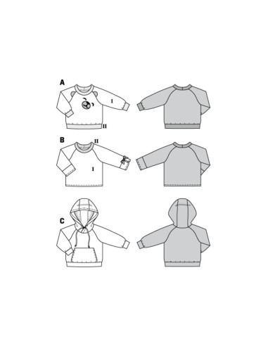 Molde de sweatshirt com capuz - Burda 9308
