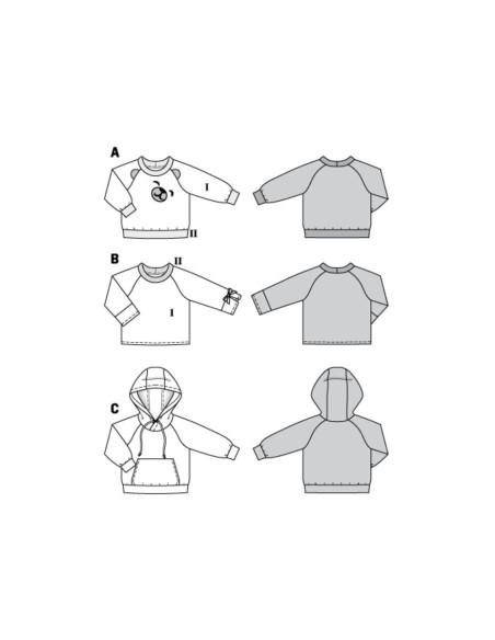 Molde de sweatshirt com capuz - Burda 9308
