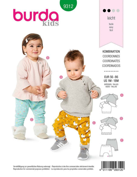 Molde de t-shirt e calças elásticas - Burda 9312