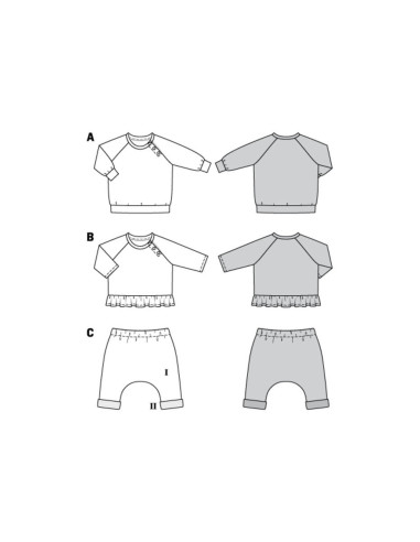 Molde de t-shirt e calças elásticas - Burda 9312