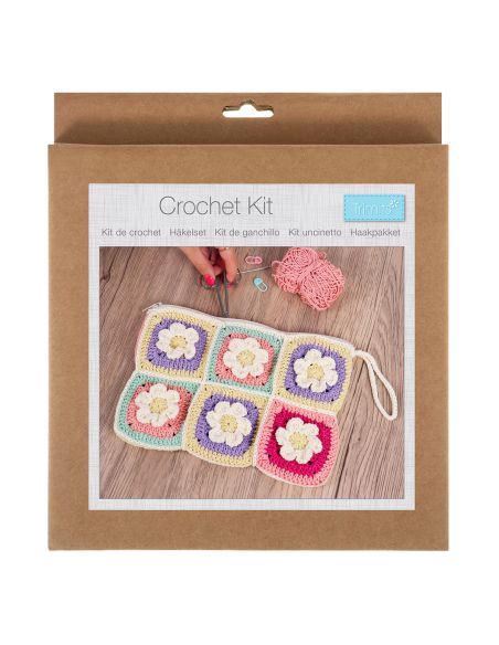 Kit de crochet - Pochette zippée florale