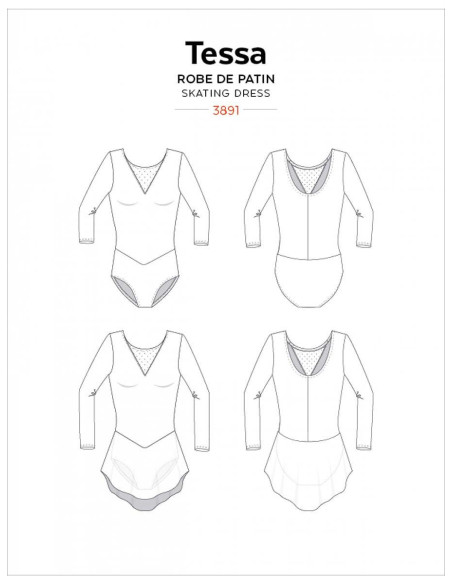 Molde de collant e vestido de manga comprida Tessa - Jalie 3891