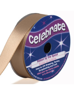 Fita de cetim Celebrate bege marrom - 13 mm x 6 metros