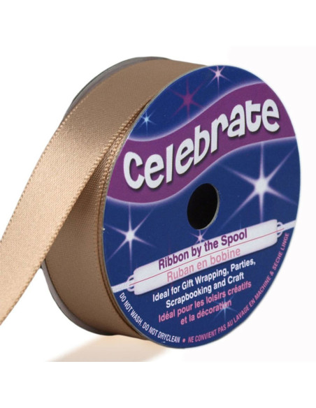 Fita de cetim Celebrate bege marrom - 13 mm x 6 metros