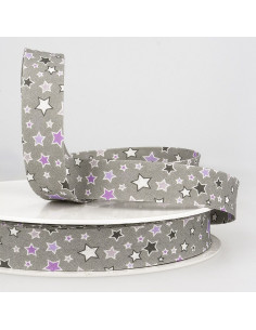 Viés estrelas - Cinza estrelas roxo