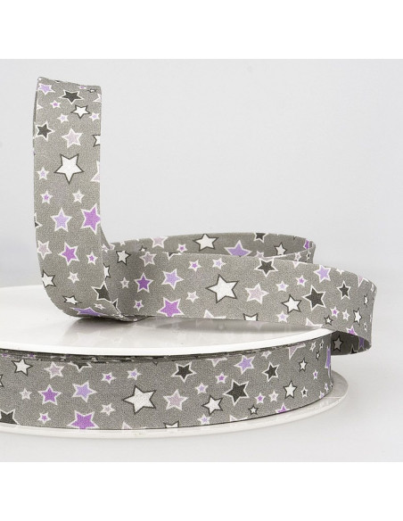 Viés estrelas - Cinza estrelas roxo