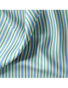 Tissu popeline de coton - Lydia vert et bleu