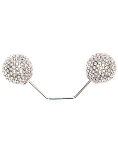 Alfinete de parafuso com 2 cabeças de ramo prateado 65 mm - Strass