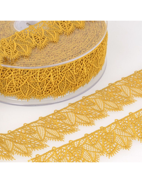 Renda folhas - Mostarda