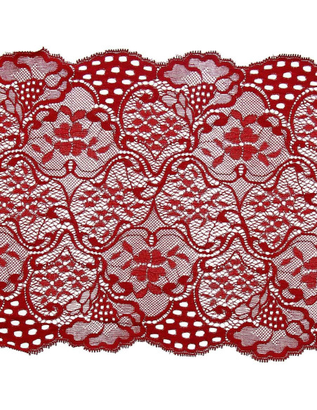 Renda elástica de grande largura - Vermelho