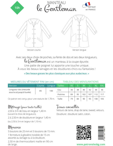 Patrão de casaco Gentleman - Les BG