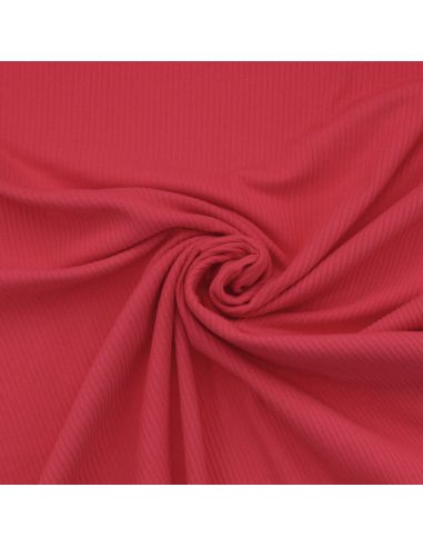 Tecido jersey de algodão canelado - Vermelho