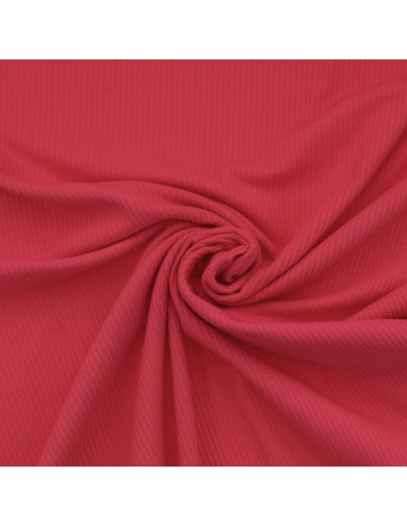Tecido jersey de algodão canelado - Vermelho