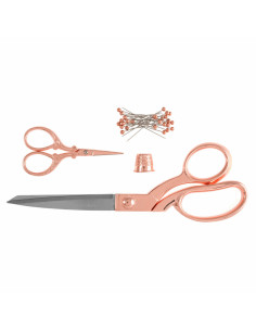 Conjunto de tesouras de costura e bordado, dedal e alfinetes - Ouro rosa 2