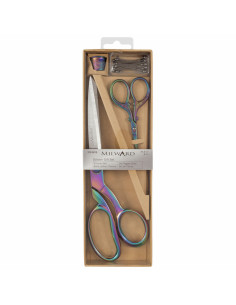 Conjunto de tesouras de costura e bordado, dedal e alfinetes - Rainbow