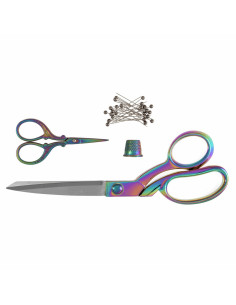 Conjunto de tesouras de costura e bordado, dedal e alfinetes - Rainbow 2