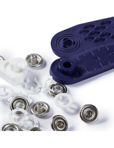 Caixa de 10 botões de pressão jersey Branco com ferramenta 10 mm 2