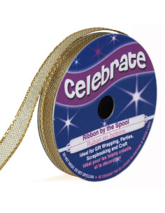 Fita metalizada Celebrate com borda dourada - 7 mm x 6 metros