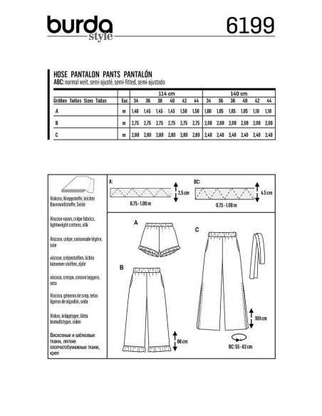 Molde de calça - Burda 6199