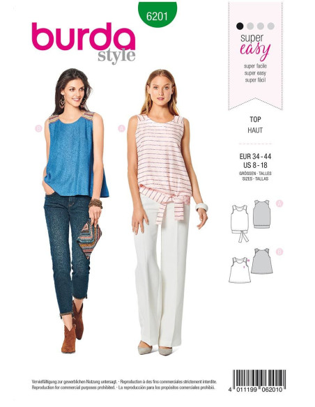 Molde de top - Burda 6201