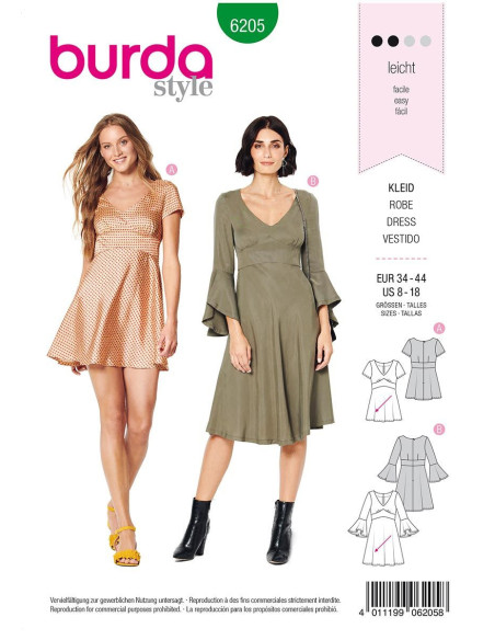Molde de vestido - Burda 6205