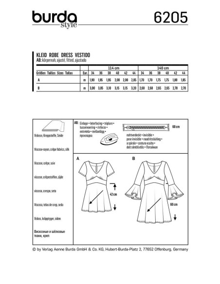 Molde de vestido - Burda 6205