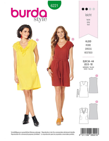 Molde de vestido - Burda 6221