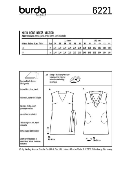 Molde de vestido - Burda 6221