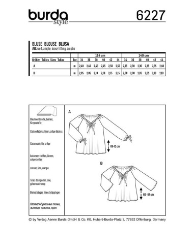 Molde de blusa - Burda 6227