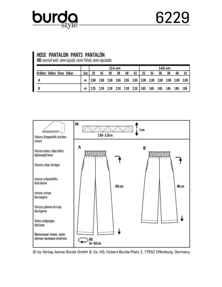 Molde de calça - Burda 6229
