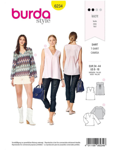 Molde de blusa - Burda 6234