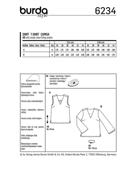 Molde de blusa - Burda 6234