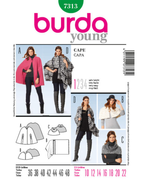 Molde de capa - Burda 7313