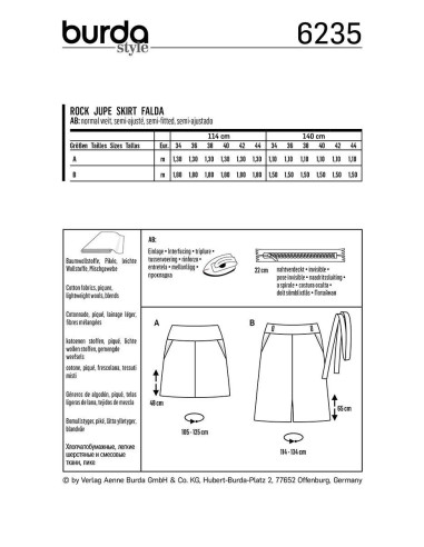 Molde de saia - Burda 6235