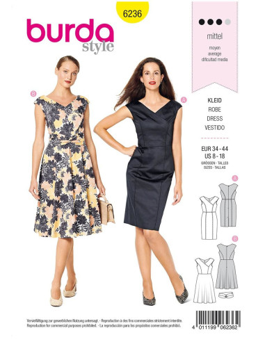 Molde de vestido - Burda 6236