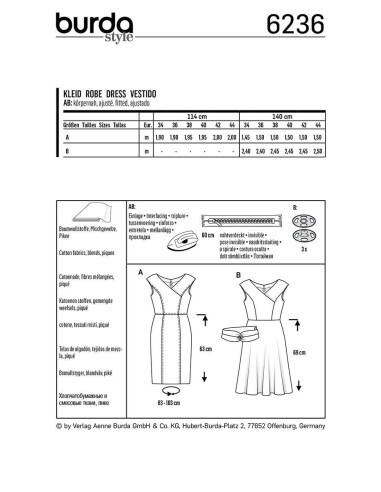 Molde de vestido - Burda 6236