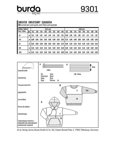 Molde de moletom - Burda 9301