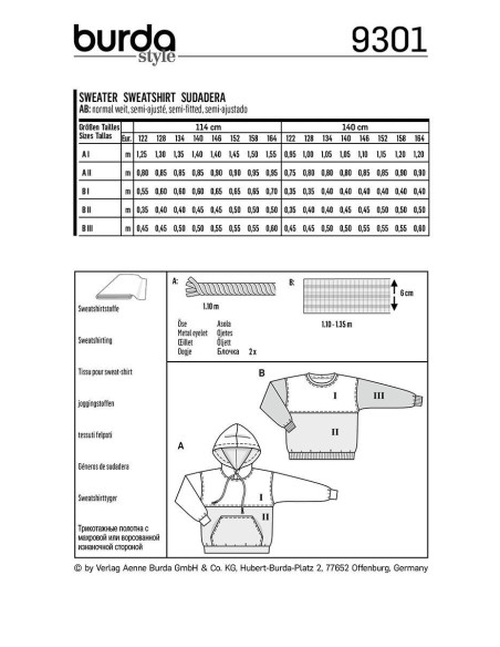 Molde de moletom - Burda 9301