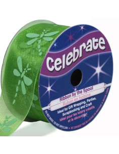 Fita de organza Celebrate libélula verde - 25 mm x 3 m