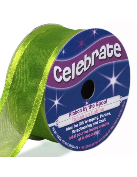 Fita de organza Celebrate verde maçã - 25 mm x 4 m
