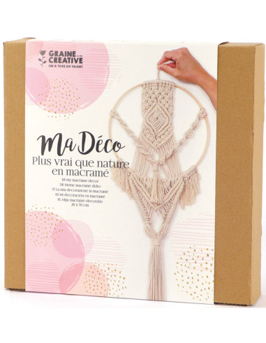 Kit de macramê para suspensão com círculo de bambu